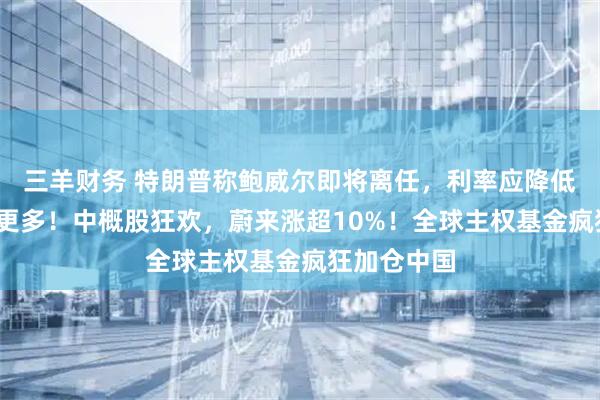 三羊财务 特朗普称鲍威尔即将离任，利率应降低3%，甚至更多！中概股狂欢，蔚来涨超10%！全球主权基金疯狂加仓中国